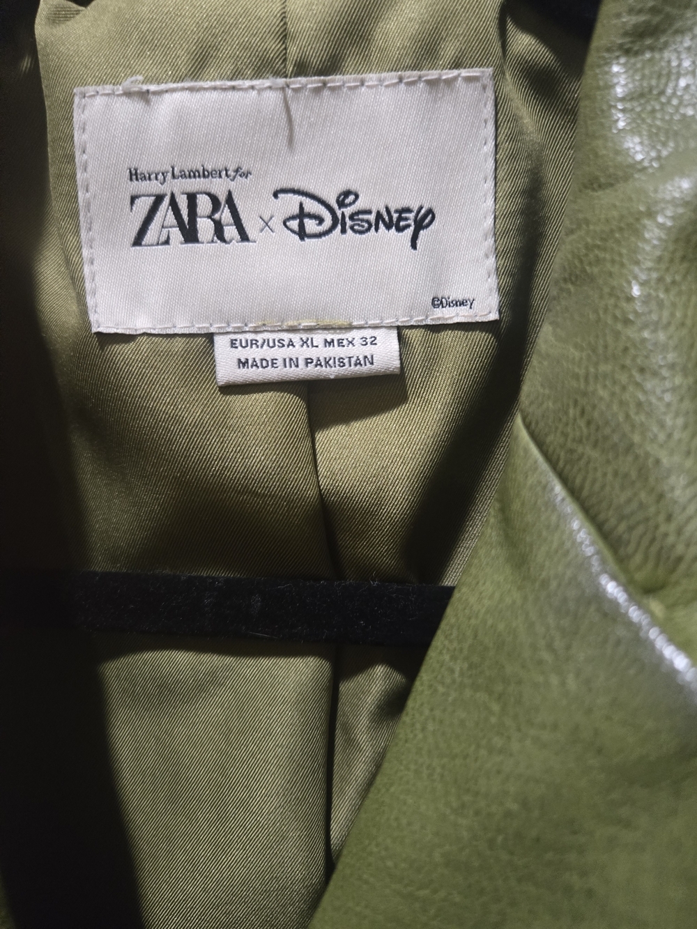 Zara Olive Green Genuine Leather Button-Front Jacket With Pockets Size XL NWOT - Picture 5 of 12